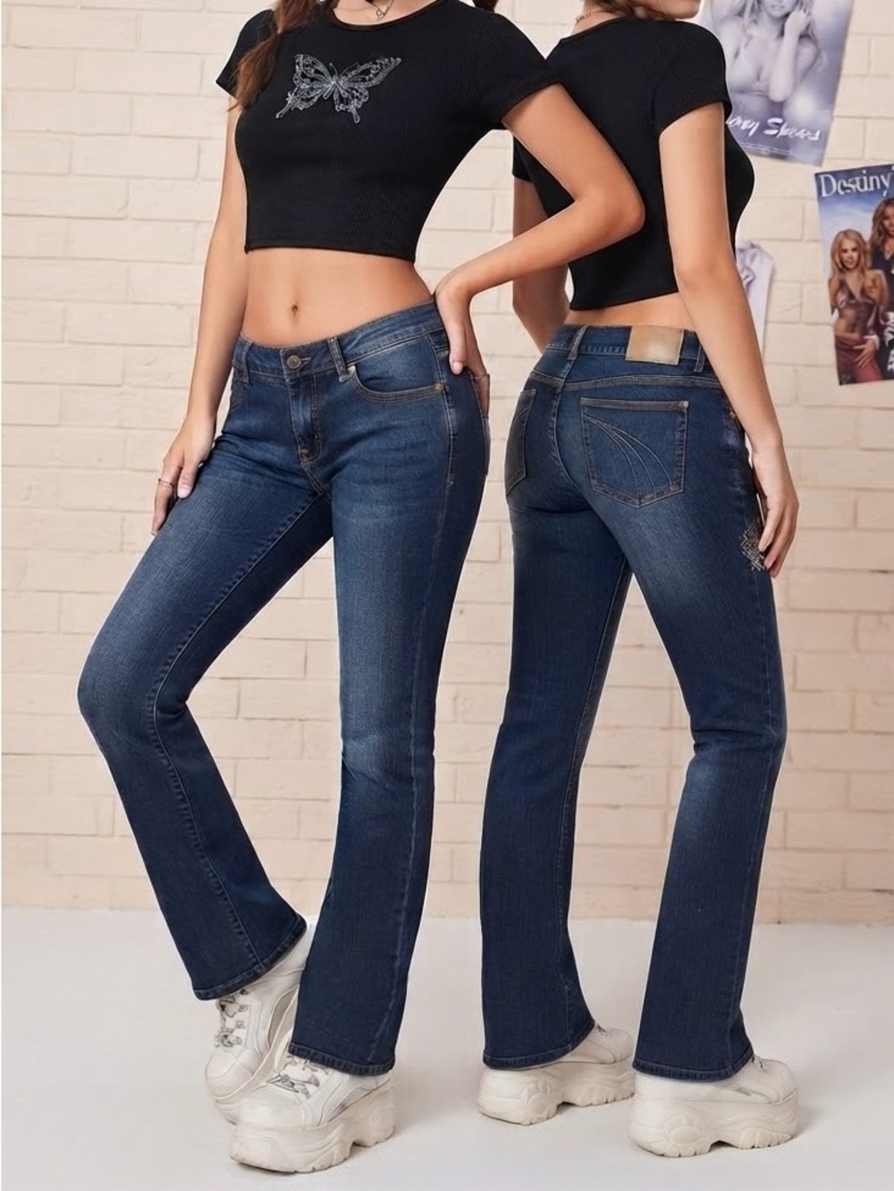 DKNY Low Rise Vintage Classic Women's Bootcut Jeans - Dark Blue Size 30